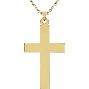 14K Yellow 18x12 mm Cross 18" Necklace