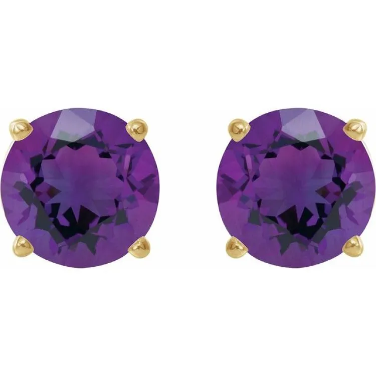 14K Yellow 6 mm Natural Amethyst Stud Earrings