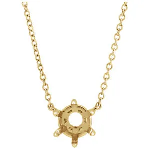 14K Yellow 6 mm Round Solitaire 18" Necklace Mounting