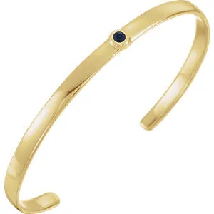 14K Yellow Blue Sapphire Cuff 6" Bracelet