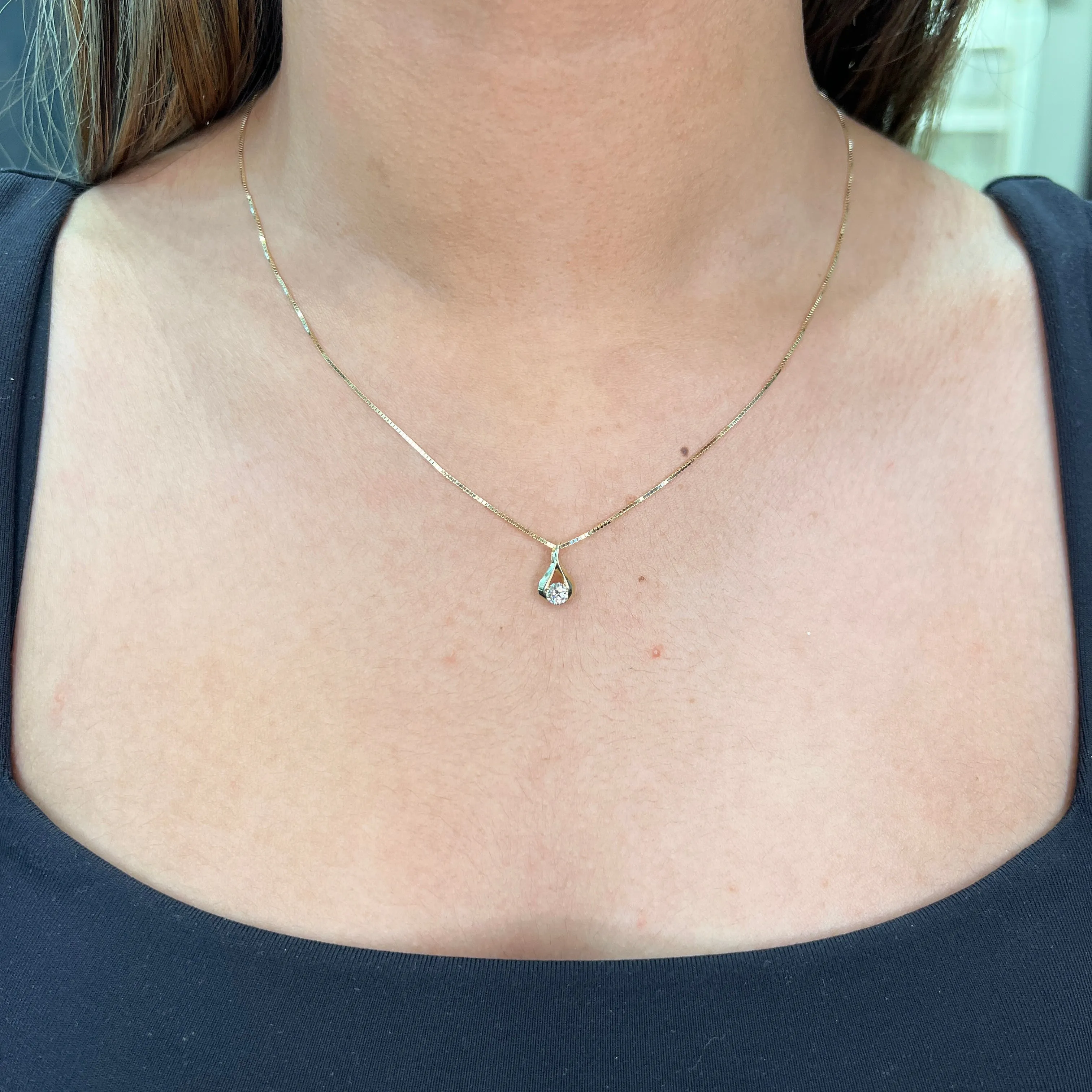 14K Yellow Gold (0.23ct) Fancy Canadian Diamond Solitaire Pendant