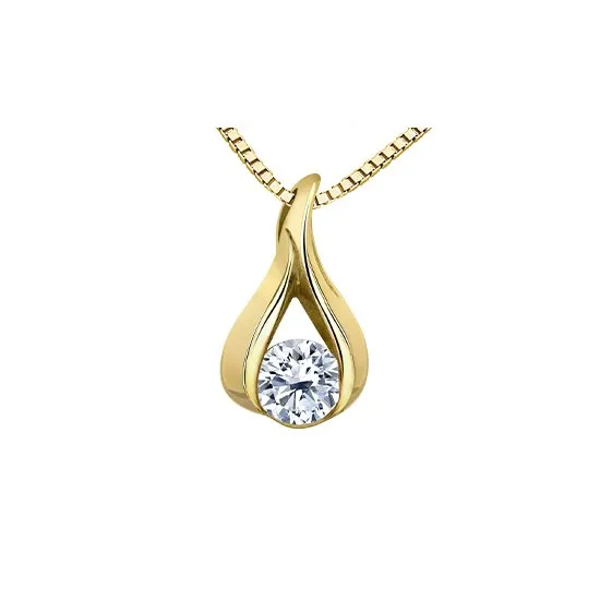 14K Yellow Gold (0.23ct) Fancy Canadian Diamond Solitaire Pendant
