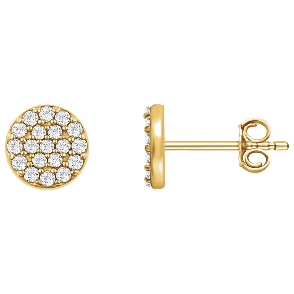 14k Yellow Gold 1/3 CTW Diamond Cluster Earrings