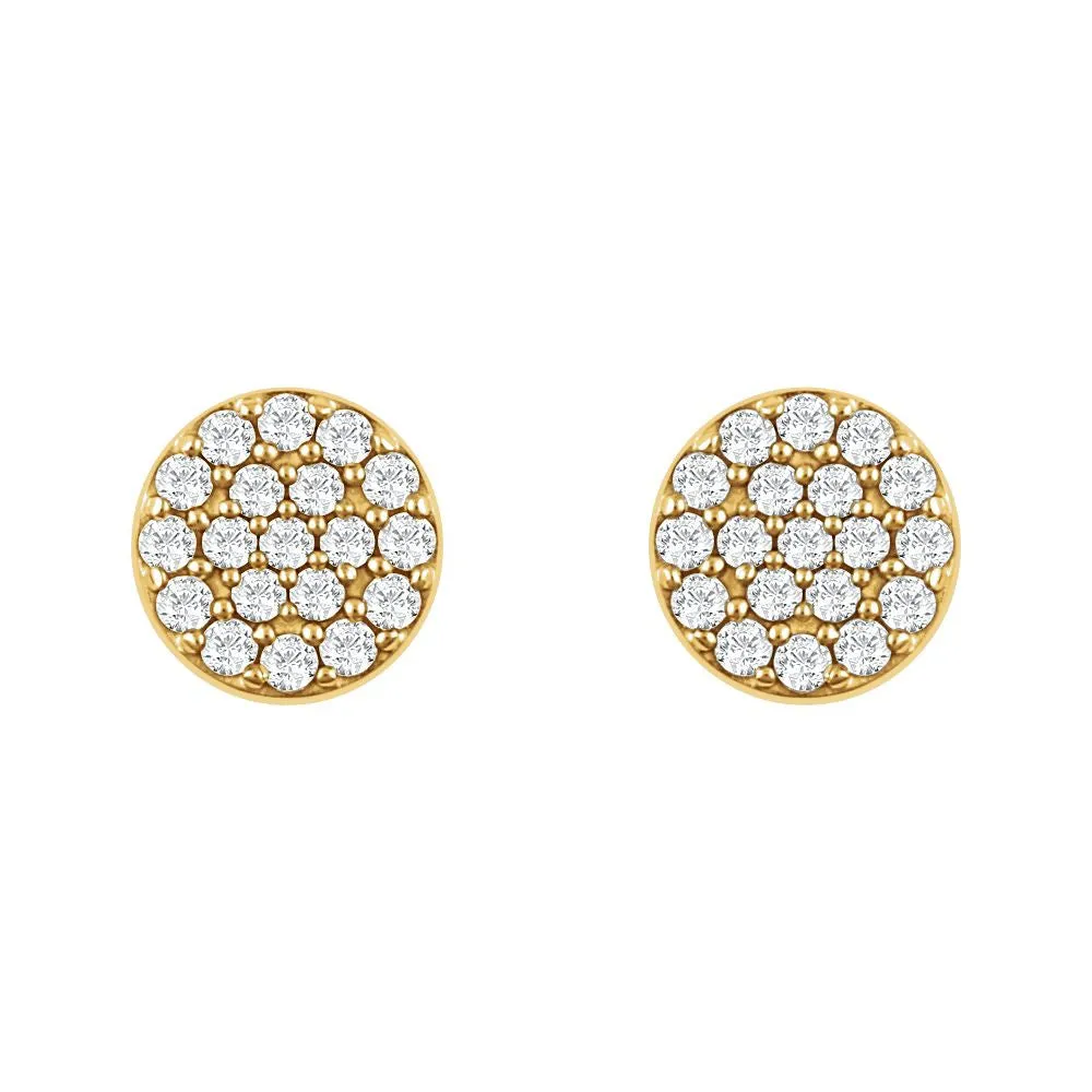 14k Yellow Gold 1/3 CTW Diamond Cluster Earrings