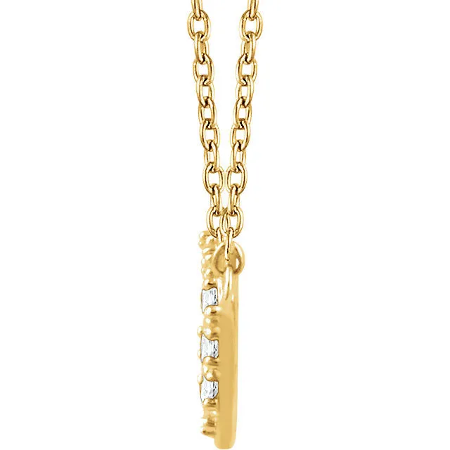 14k Yellow Gold 1/6 CTW Diamond Square Cluster 16-18" Necklace