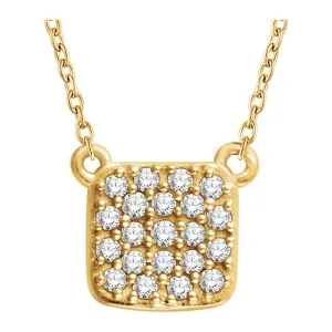 14k Yellow Gold 1/6 CTW Diamond Square Cluster 16-18" Necklace