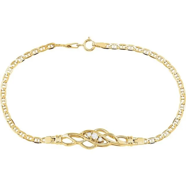 14K Yellow Gold 1/8 CTW Natural Diamond 7 1/2" Bracelet