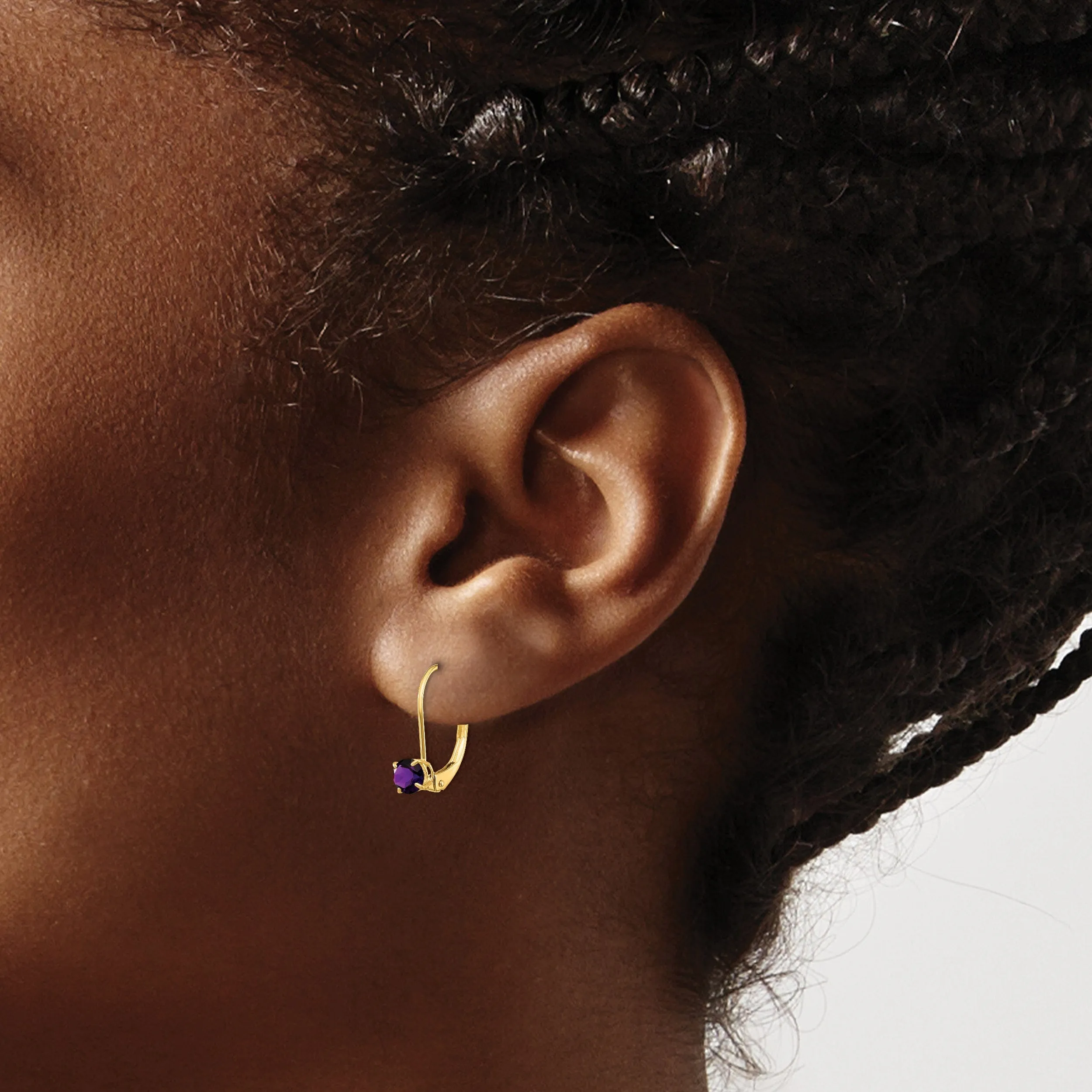 14k Yellow Gold Amethyst Birthstone Earrings