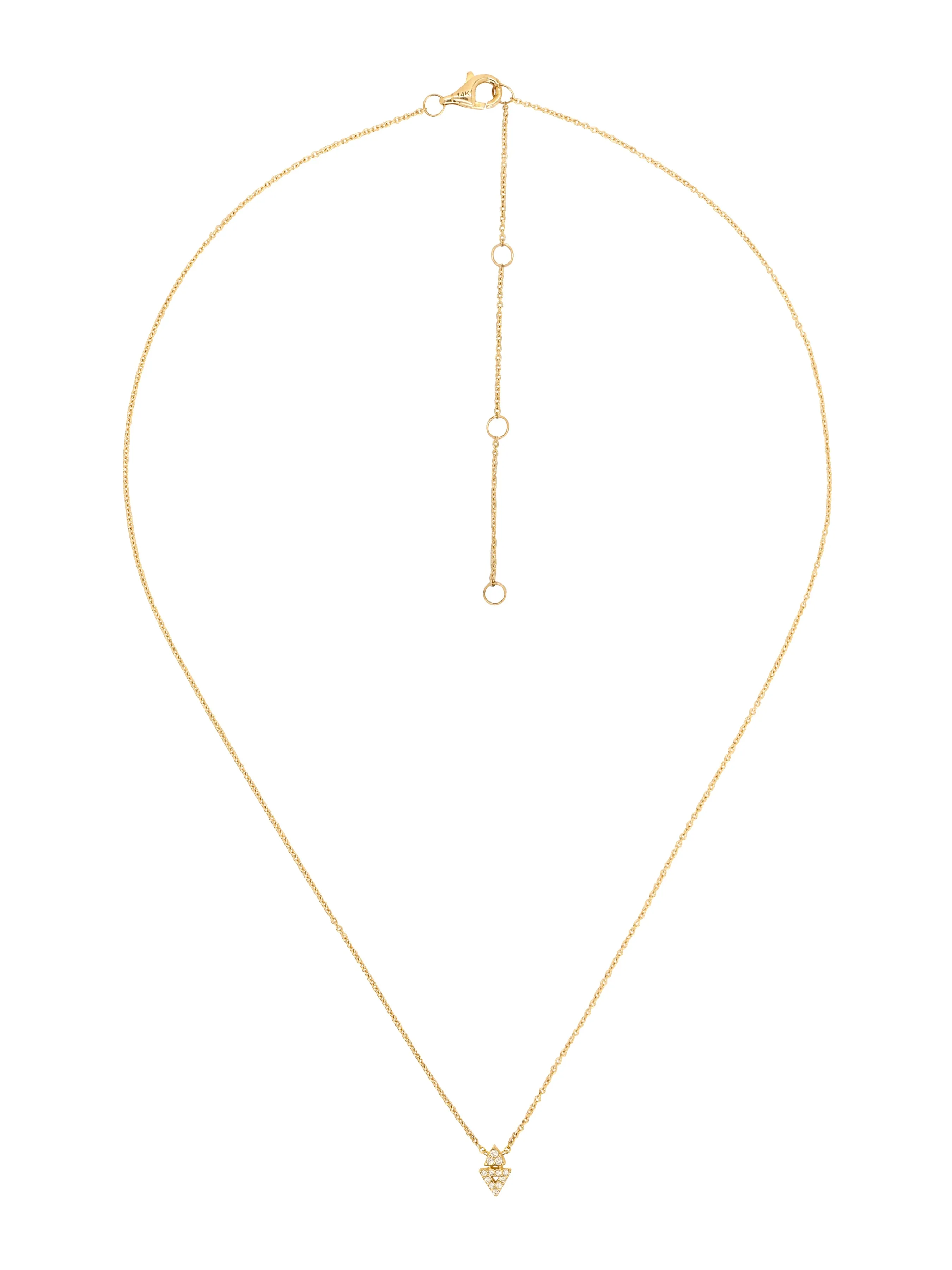 14k Yellow Gold Diamond Double Arrow Necklace