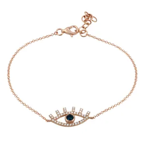 14k Yellow Gold Diamond Evil Eye Bracelet