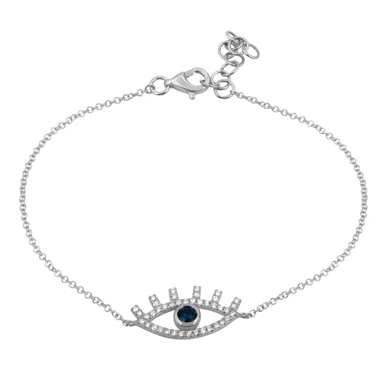 14k Yellow Gold Diamond Evil Eye Bracelet