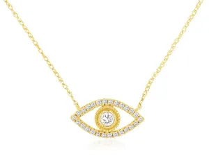 14K Yellow Gold Diamond Eye Necklace