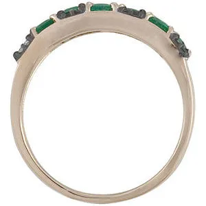 14k Yellow Gold Emerald & Diamond Accented Ring, Size 7