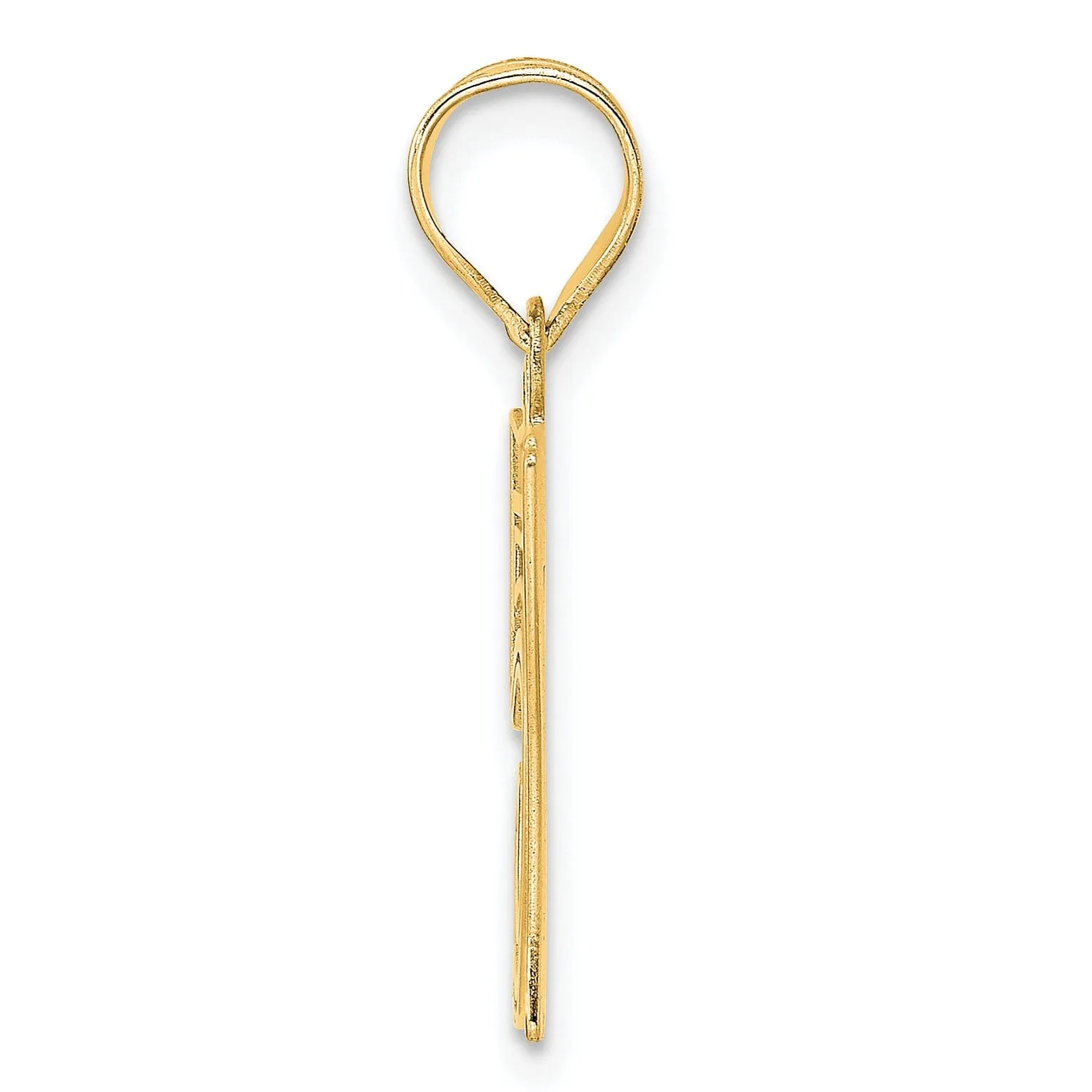 14k Yellow Gold Polished Etched Finish Number 57 Charm Pendant