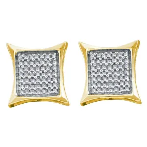 14K Yellow Gold Round Diamond Square Kite Cluster Earrings 5/8 Cttw