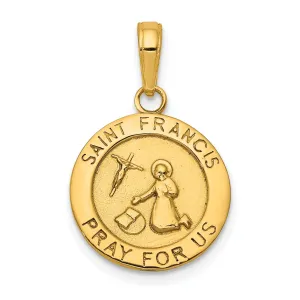 14k Yellow Gold Saint Francis Medal Pendant