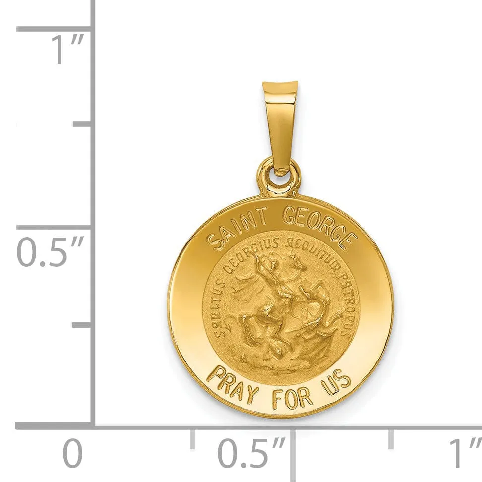 14k Yellow Gold Saint George Medal Pendant