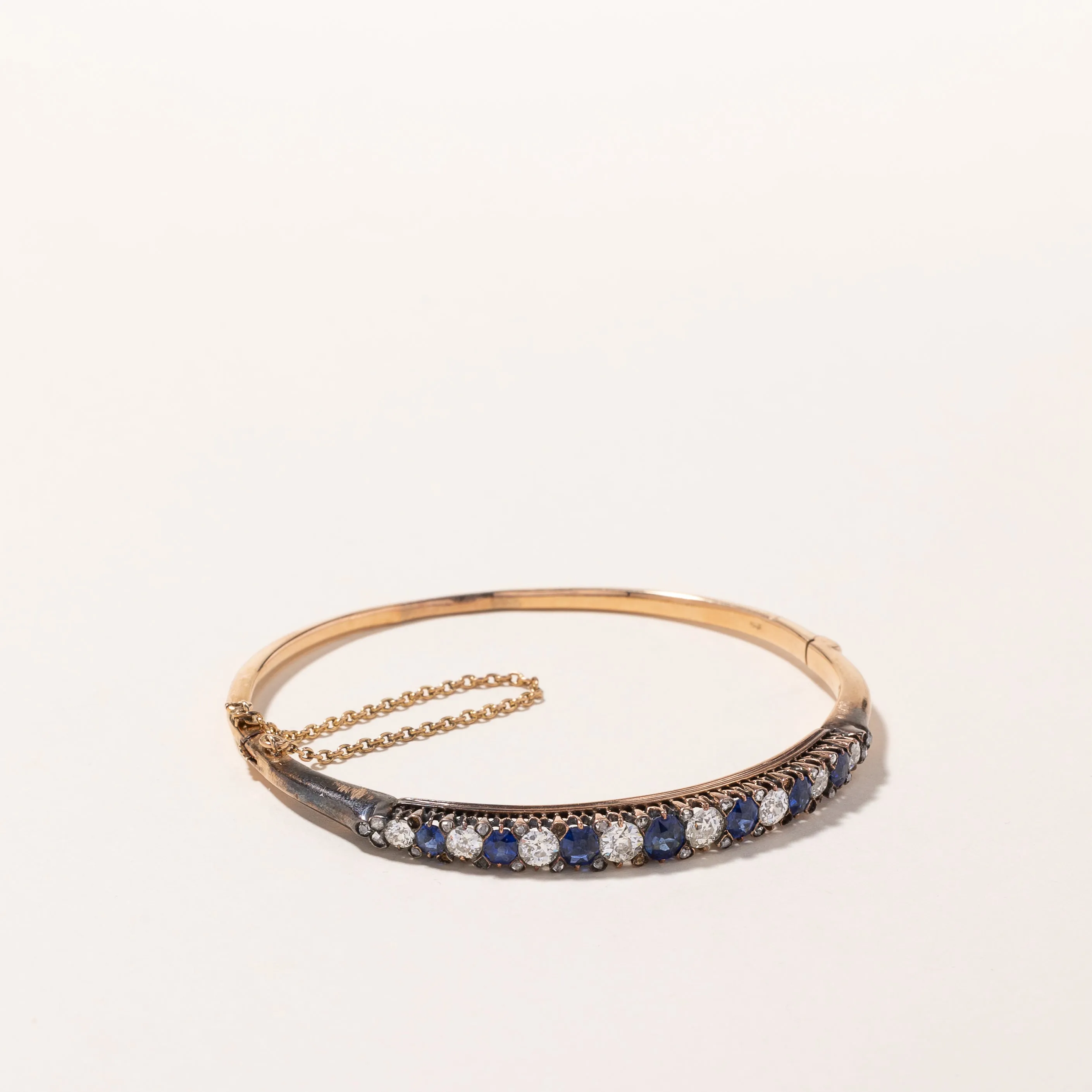14k Yellow Gold Sapphire & Diamond Bracelet | 1.73ctw, 1.74ctw | 7"