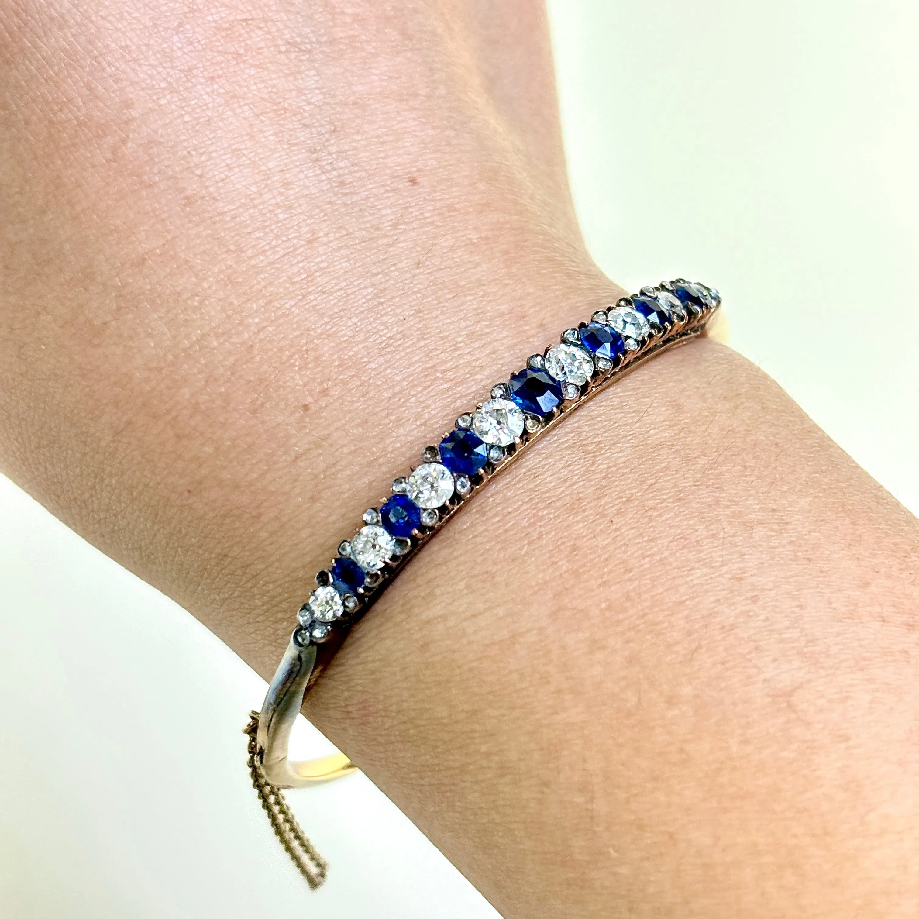 14k Yellow Gold Sapphire & Diamond Bracelet | 1.73ctw, 1.74ctw | 7"