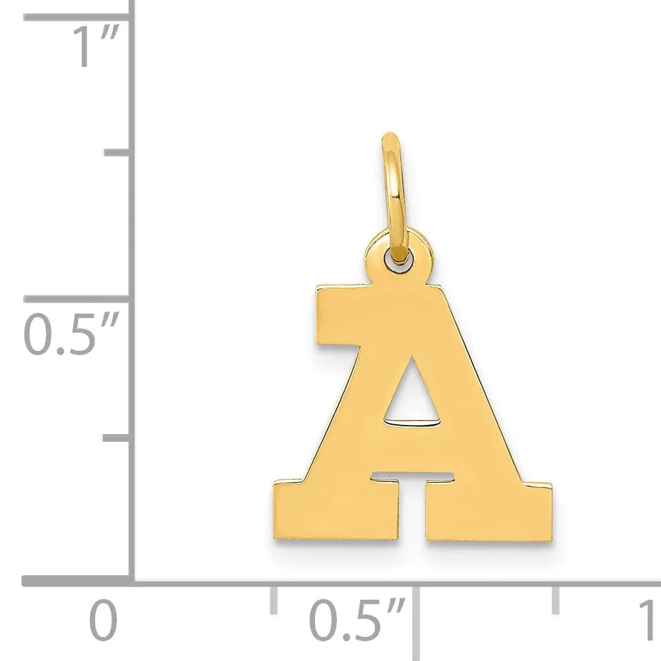 14k Yellow Gold Small Block Design Letter A Initial Pendant
