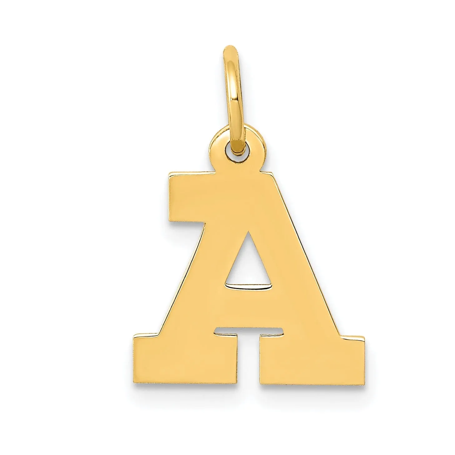 14k Yellow Gold Small Block Design Letter A Initial Pendant