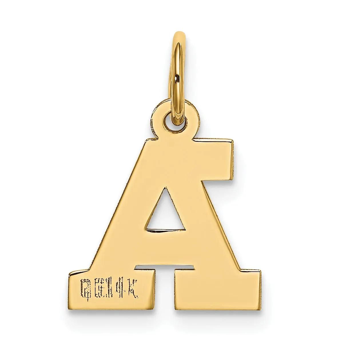 14k Yellow Gold Small Block Design Letter A Initial Pendant