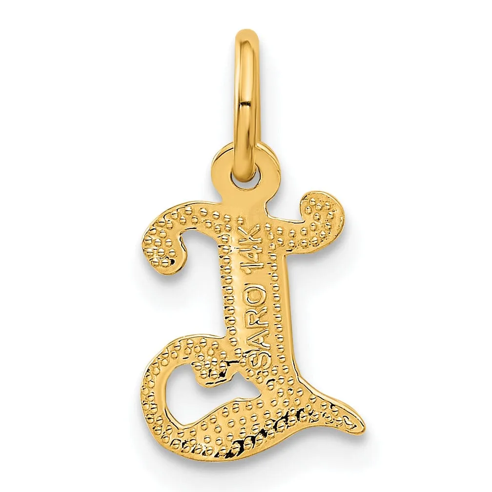 14k Yellow GoldSmall Script Design Letter L Initial Charm Pendant