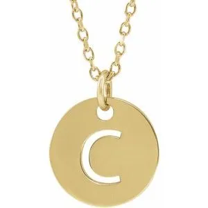 14K Yellow Initial C 16-18" Necklace