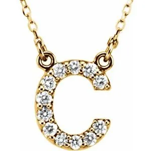 14K Yellow Initial C 1/8 CTW Diamond 16" Necklace