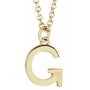 14K Yellow Initial G Dangle 18" Necklace