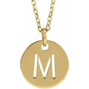 14K Yellow Initial M 16-18" Necklace