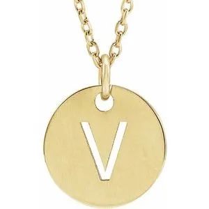 14K Yellow Initial V 16-18" Necklace