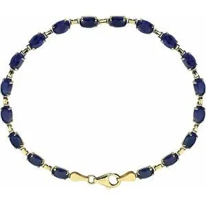 14K Yellow Lab-Grown Blue Sapphire 7.25" Bracelet