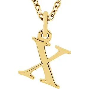14K Yellow Lowercase Initial x 16" Necklace