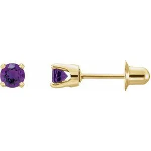 14K Yellow Natural Amethyst Earrings
