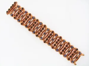 14K-YG SAPPHIRE AND PEARL BRACELET