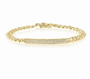 14KT Gold Diamond ID Link Bracelet