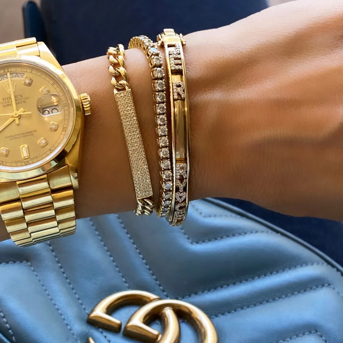 14KT Gold Diamond ID Link Bracelet