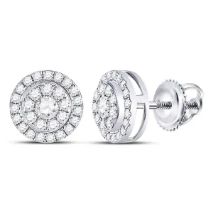 14kt White Gold Womens Round Diamond Solitaire Cluster Stud Earrings 1/4 Cttw