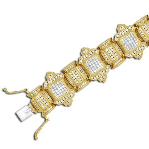 14KY 11.50CTW INVISIBLE PC DIAMOND MENS BRACELET