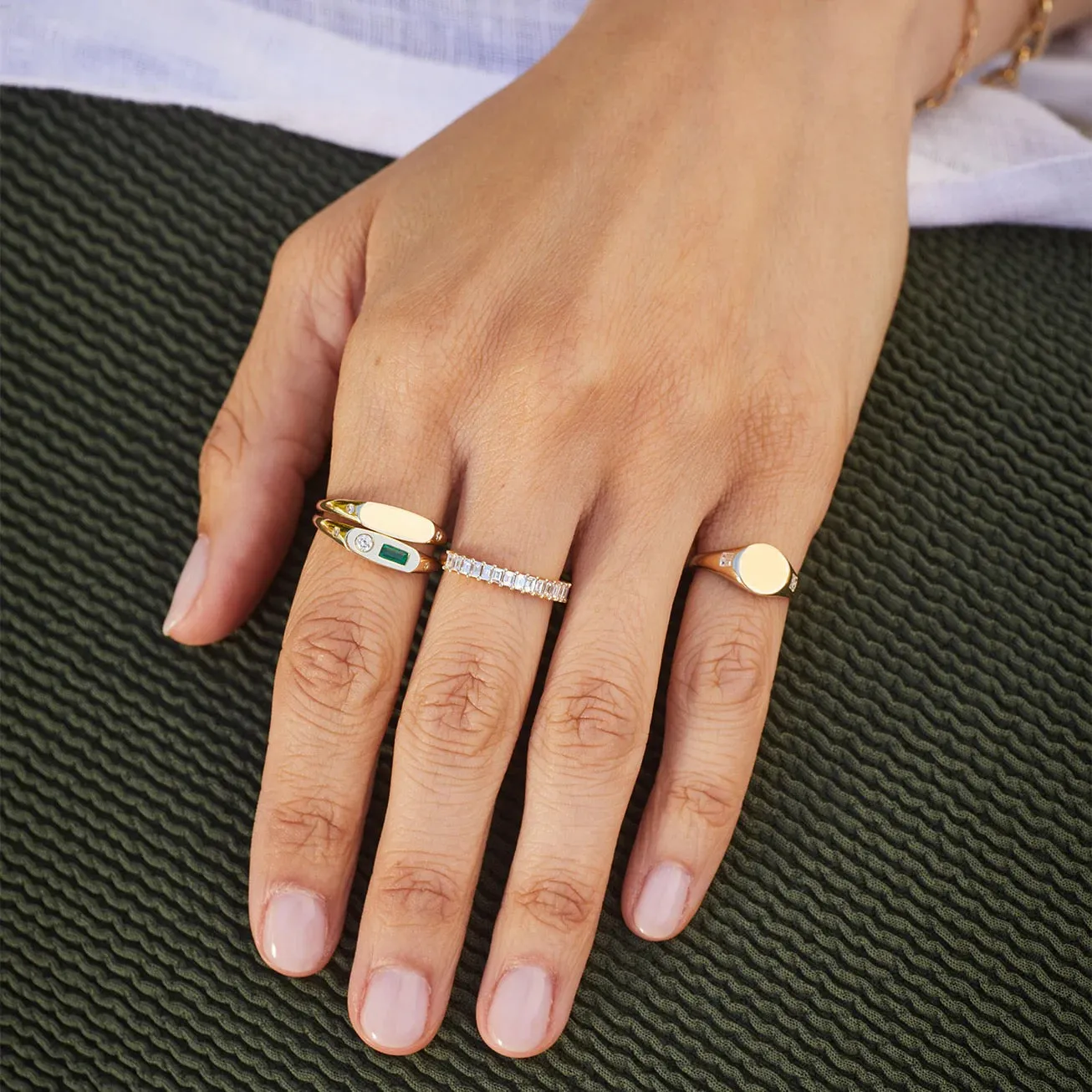 14ky Diamond & Emerald Treasure Ring by EF Collection