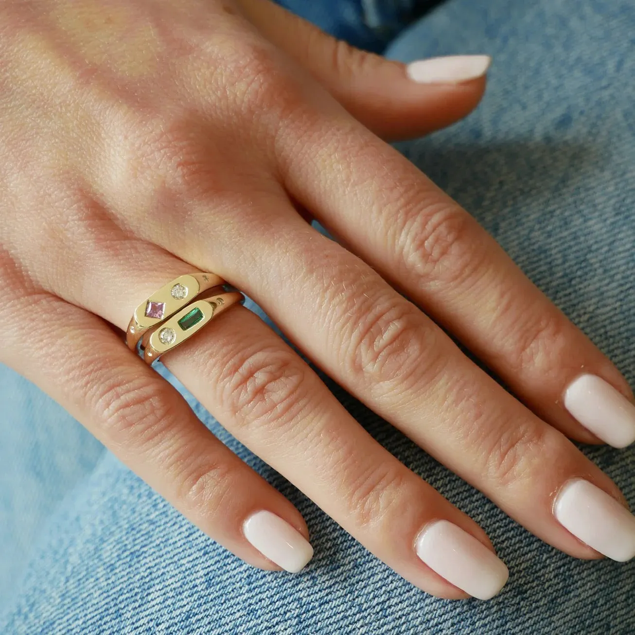 14ky Diamond & Emerald Treasure Ring by EF Collection