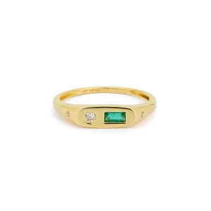 14ky Diamond & Emerald Treasure Ring by EF Collection
