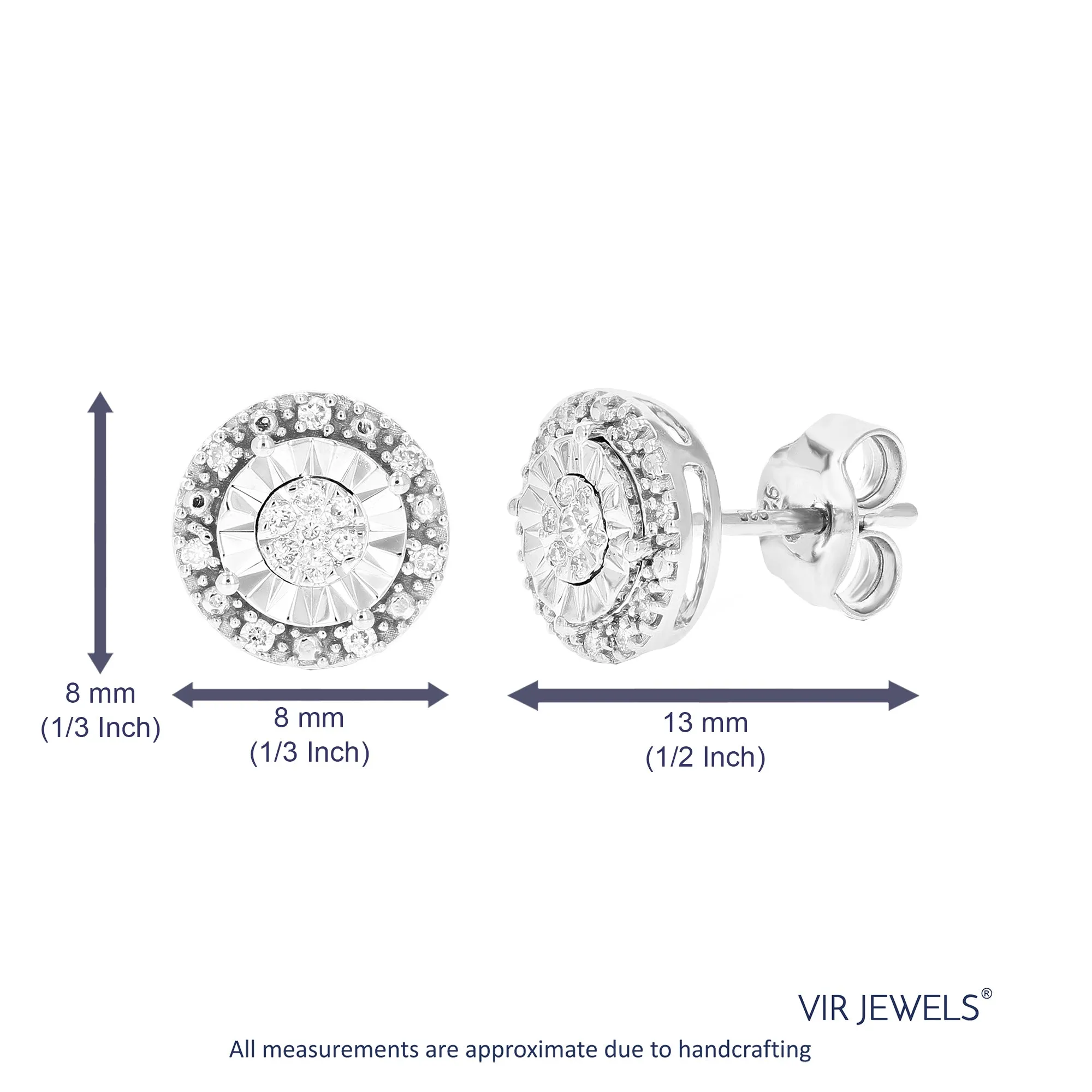 1/5 cttw Composite Diamond Studs Earrings in .925 Sterling Silver