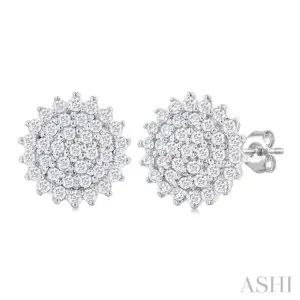 1/5 ctw Petite Round Shape Round Cut Diamond Cluster Fashion Stud Earring in 10K White Gold