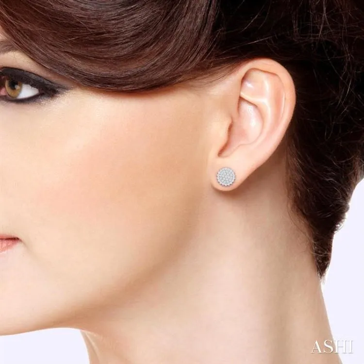 1/5 ctw Petite Round Shape Round Cut Diamond Cluster Fashion Stud Earring in 10K White Gold