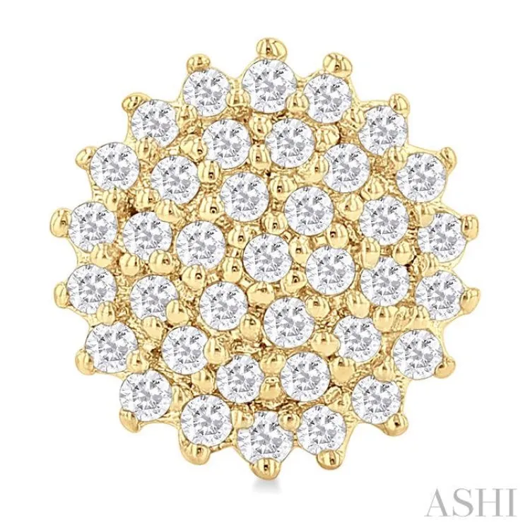 1/5 ctw Petite Round Shape Round Cut Diamond Cluster Fashion Stud Earring in 10K Yellow Gold