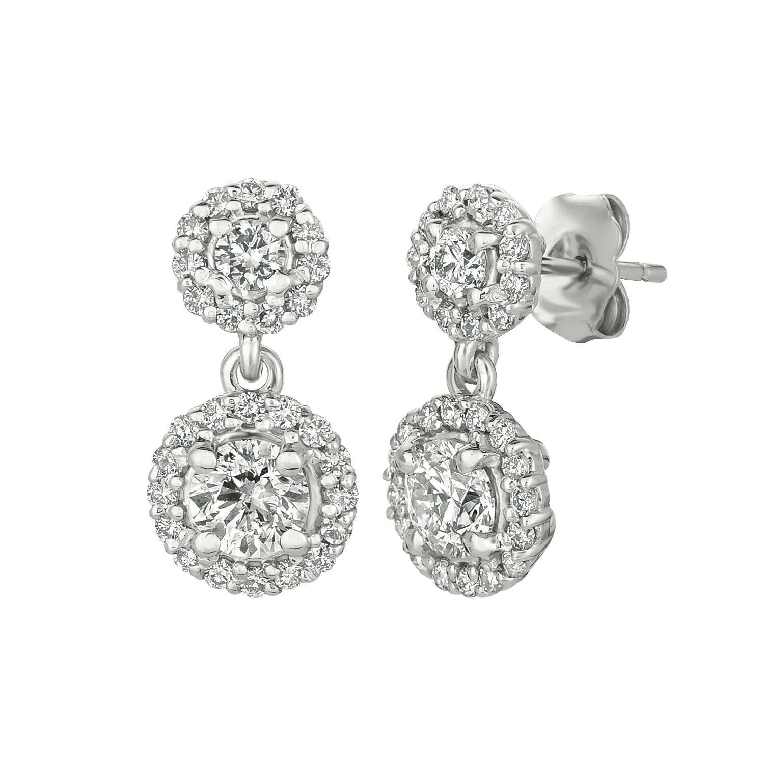 1.50 Carat Natural Diamond Earrings G SI 14K White Gold