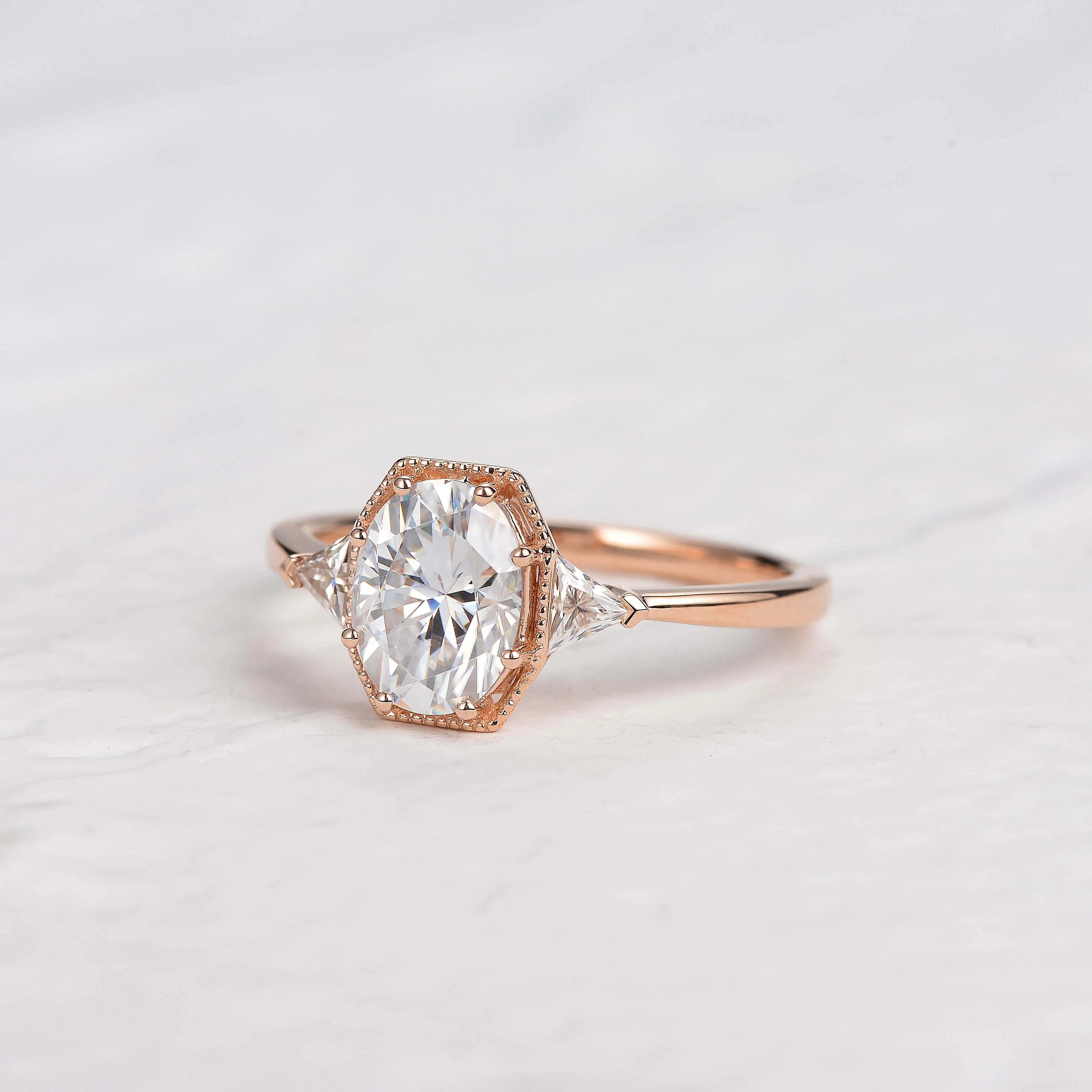 1.5ct Geometric Moissanite Three-stone Vintage Ring