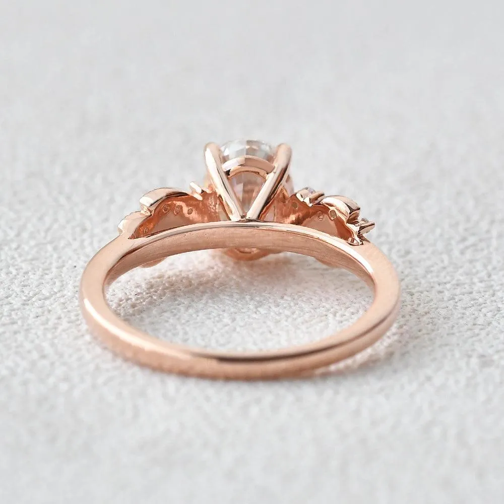 1.5ct Oval Moissanite Butterfly Cluster Ring